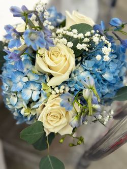 Fresh Blue and White Flower Bouquet