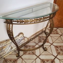 Beautiful Glasstop Metal Console Table
