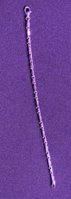 925 Italy Sterling Silver Bracelet – Bar Link / Heshe Style 7”