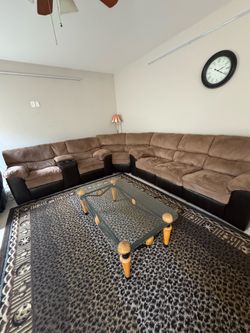 Sectional + tv console + dining table for sale