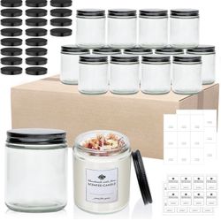 16 Pack 8 OZ Glass Jars with Lids gift for women,Candle Jars,Glass Jar for Candles, Samples, Spices, Powders
