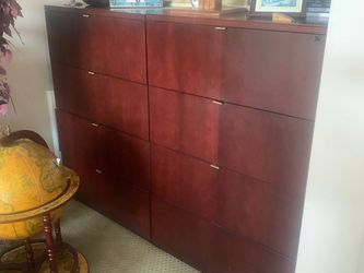 Four Matching Mahogany Executive Lateral File Cabinets