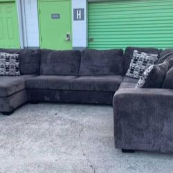 Black Sectional Sofa Couch 