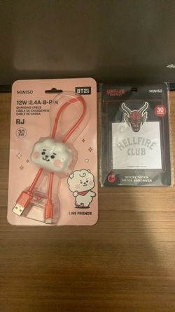Miniso Line Friends Charging Cable Netflix Stranger Things Sticky Notes