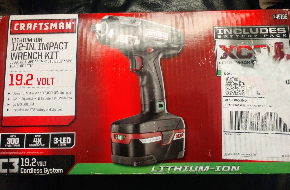 Craftsman C3 1/2" 19.2v XCP Heavy Duty Impact Wrench Kit (New, 4ah)