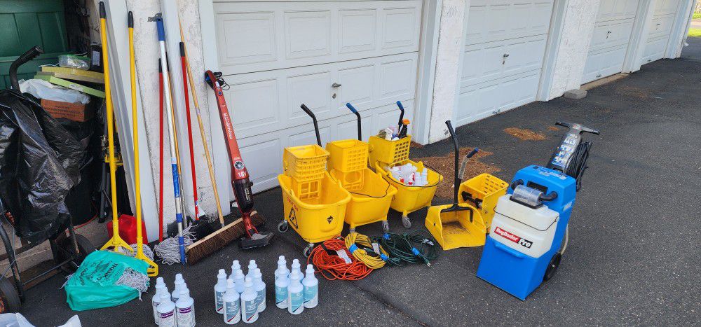 a set of tools for cleaning houses , apartments and offices