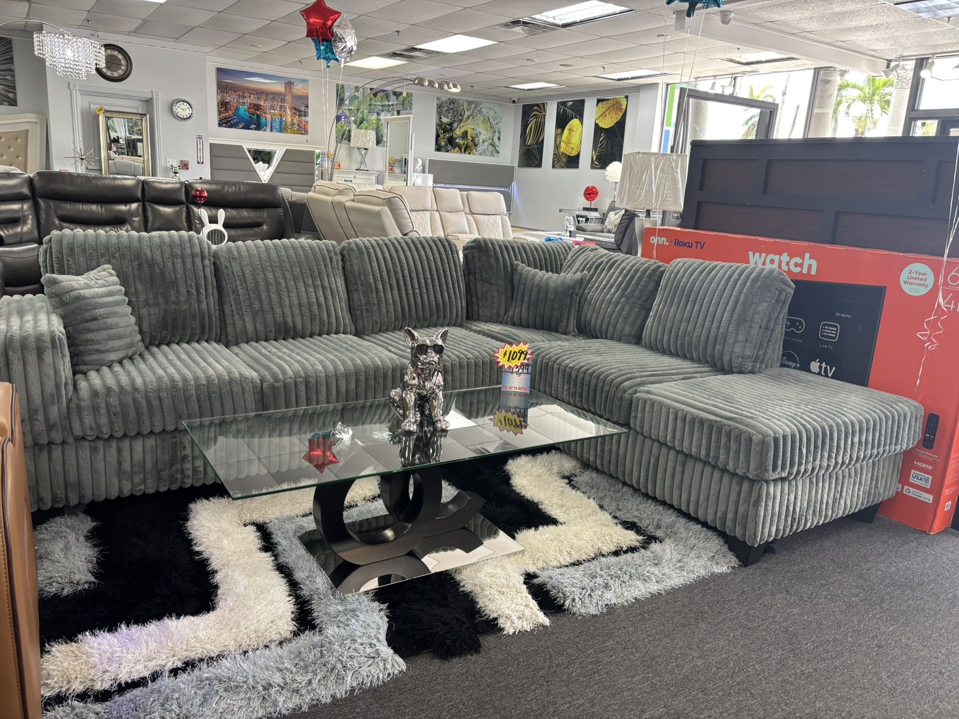 Plush Fabric L-Shaped Sectional Couch Brand New For Sale (we Deliver) 