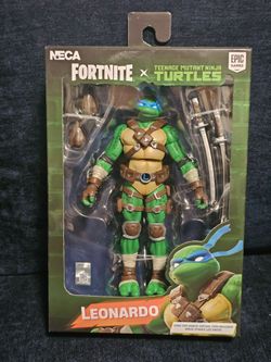 Fortnite x TMNT Leonardo Action Figure NECA 7” Sealed W/ Emote Code