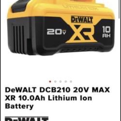 One New DEWALT 20V 10AH DCB210 BATTERY Open Box