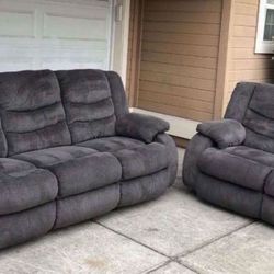 Comfy Ashley Furniture Couch/Sofa + Loveseat with Recliners | FREE DELIVERY