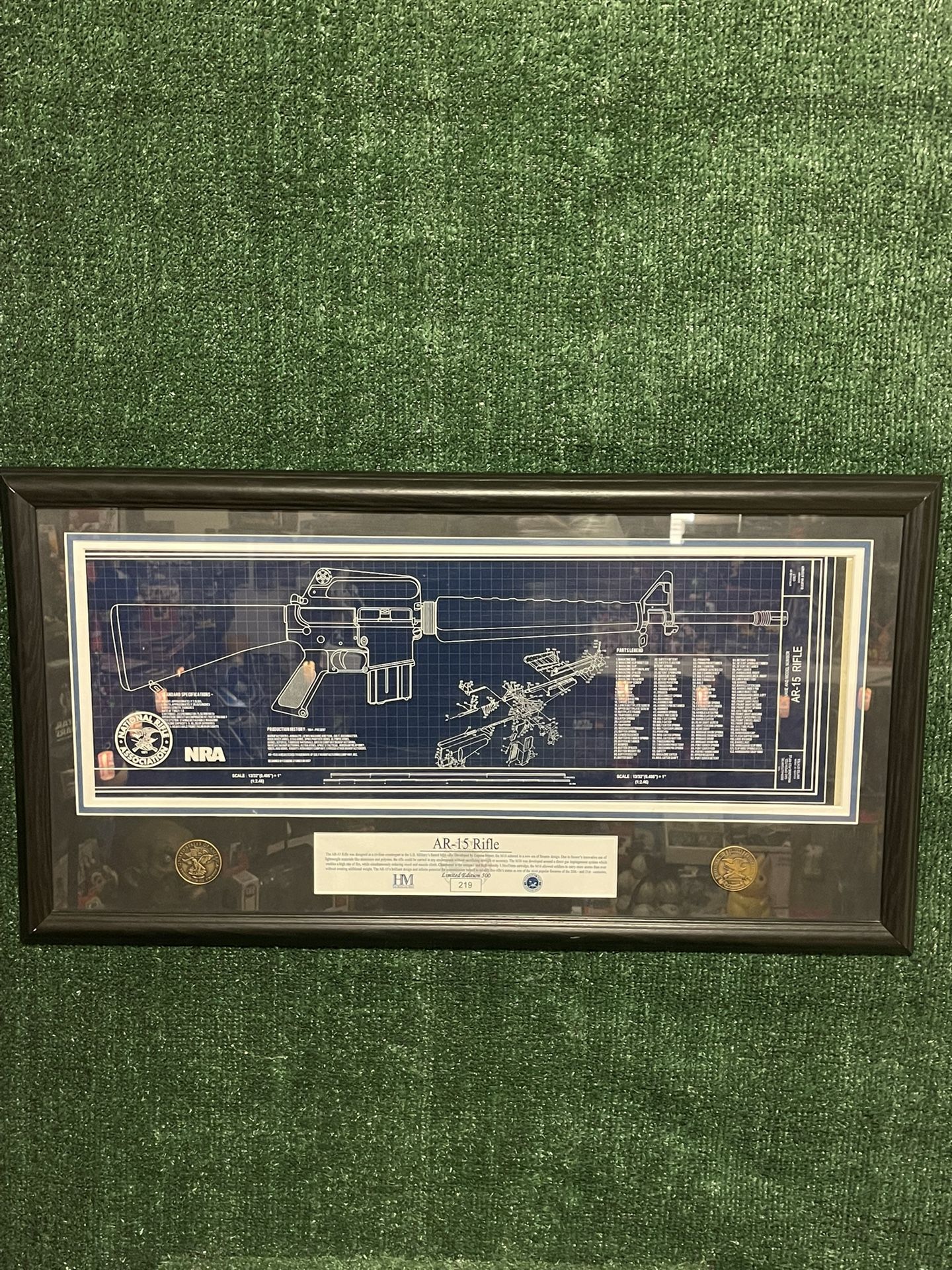 Highland Mint *NRA*Armalite Rifle Limited Edition RARE Blueprint Vinyl Mat Print