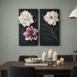 Original 3D Floral Wall Art Diptych – Handmade Statement Decor