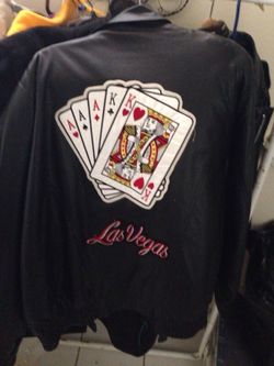 Casual outfitters 2x leather Vegas jacket card hand