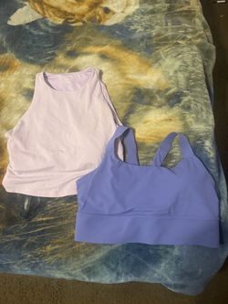 Lavender Crop Tank and Pink Sports Bra Set