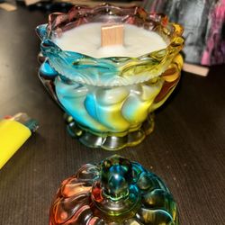 Carnival Rainbow Glass Candle