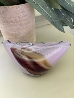 Handblown Art Glass Sculpture - Lavender Swirl