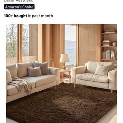 New 6x9 Brown Fluffy Area Rug 