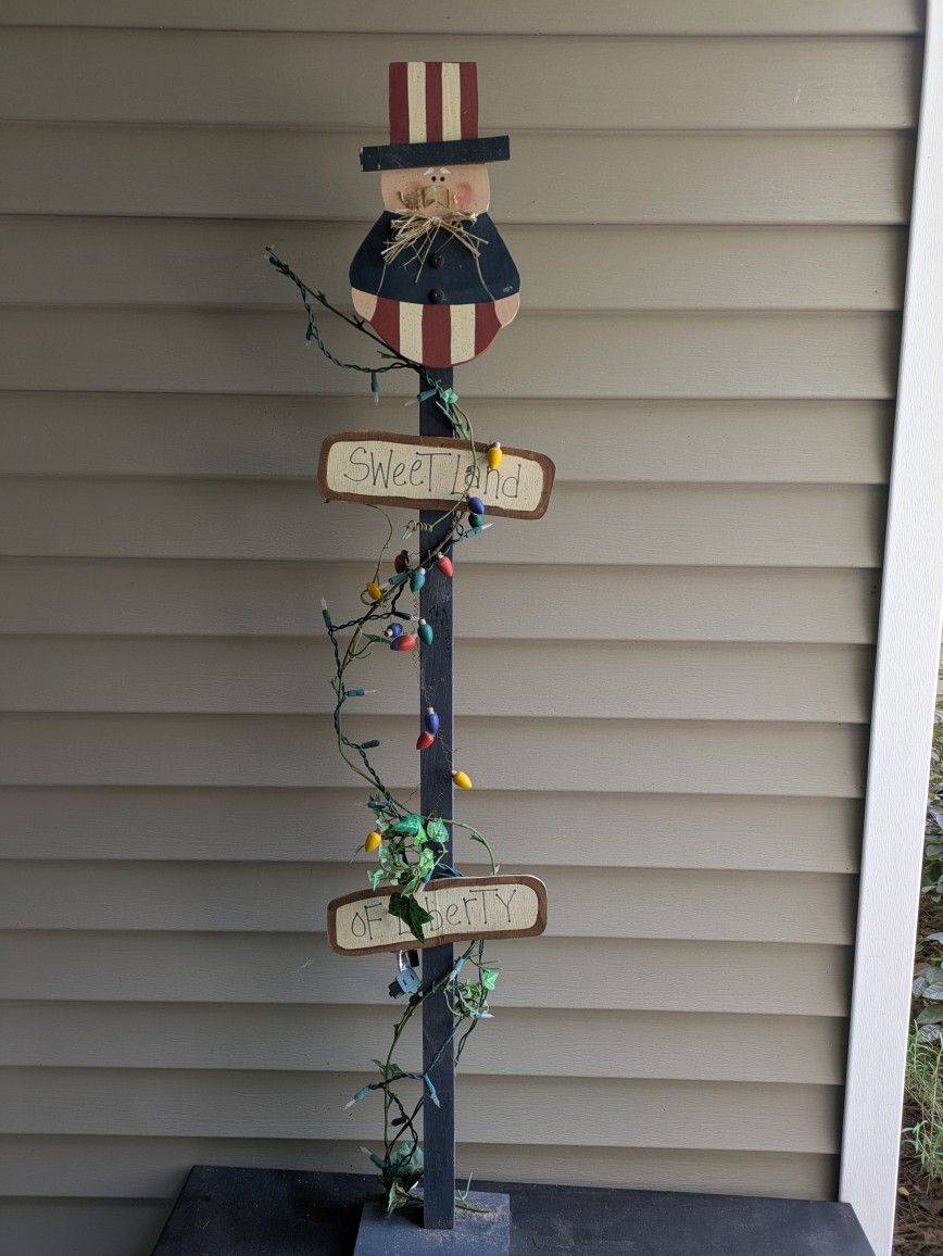 Patriotic 54" Tall Wood Porch Decor