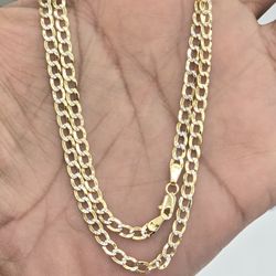 10kt Real Gold Cuban Curb Diamond Cut Chain 3.5 mm 18 Inches