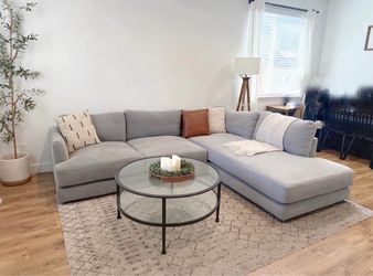 WEST ELM HAVEN Gray Fabric Sectional Sofa with Chaise
