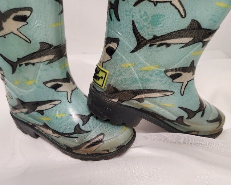 Toddler Boys' Western Chief Shark Blaze Rain Boots Gray Blue Size 5