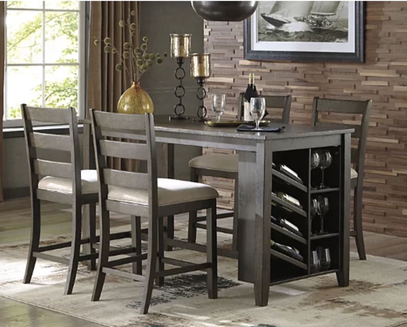 Ashley Dining table With Built In wine Rack And 4 chairs for Sale in ...