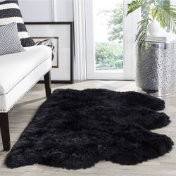 Safavieh Genuine Sheepskin Rug – 3’ x 5’ – Midnight Black