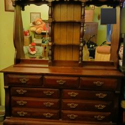 Vintage Dresser with an Attached Hutch