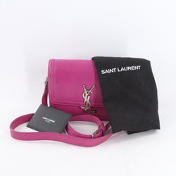YSL Fuchsia Pink Box Calfskin Shoulder Crossbody Bag