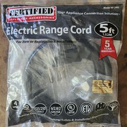 "Certified Appliance” 4-Wire Eyelet 50-Amp Range Cord, 5ft – New