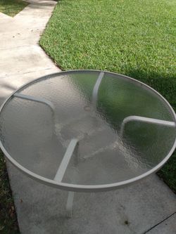 48" Glass Table Outdoor Pool Umbrella Hole Ring - Outdoor Deck or Porch Furniture 