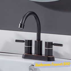 Oil Rubbed Bronze Bathroom Faucet – 2 Handle 4 Inch Centerset