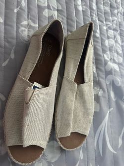TOMS Open-Toe Canvas Flats
