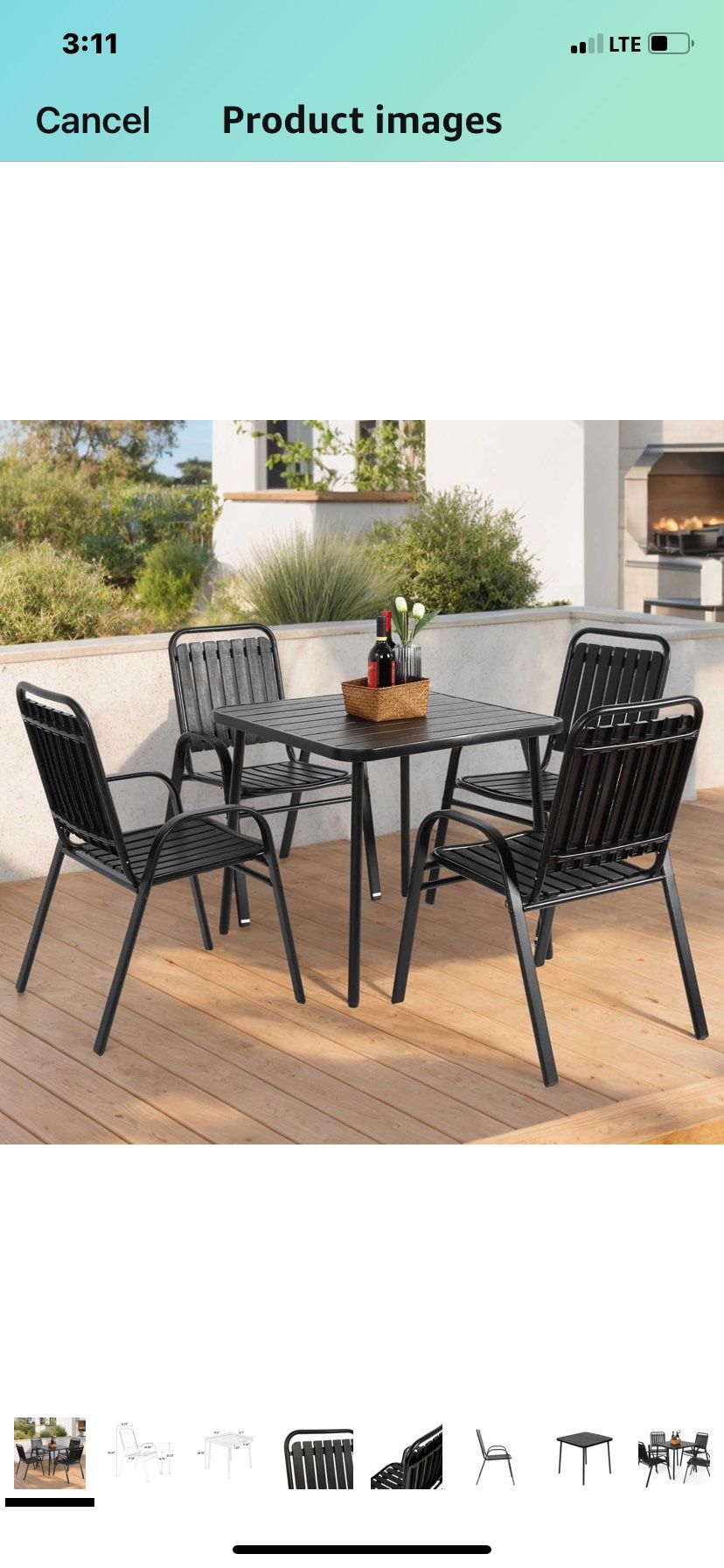 New assembled 5 Piece Outdoor Dining Set, Outdoor Table and Chairs for 4, Aluminum