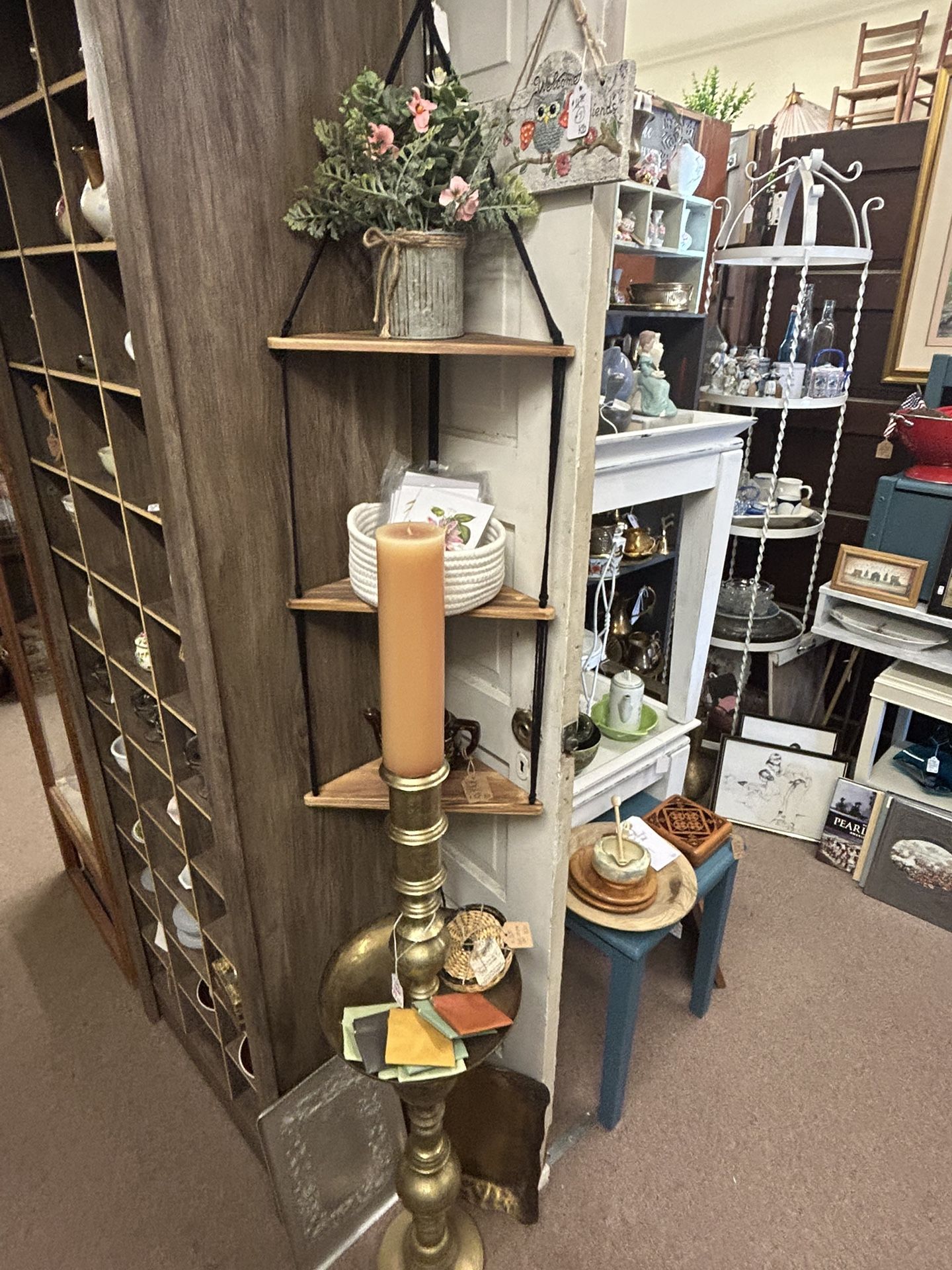 Gorgeous Tall Vintage Brass Floor Candle Holder
