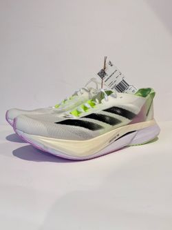 Adidas Adizero Boston 12 White/Black/Green Spark IG3321 Mens US 9.5 D Running