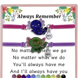 BFF Bracelets for 2, Animal Friendship Bracelet, Mood Change Colour, Best Friend Axolotl Gifts Easter Basket Stuffers Party Favors