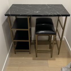 Marble Table with 2 Chair Stools  