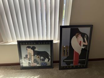 Framed Freixenet Cordon Negro Art Deco Advertising Print – Woman & Black Panther