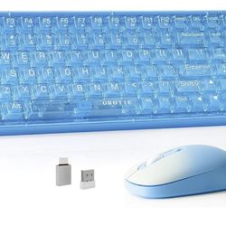 Wireless Transparent Keyboard And Mouse Combo New 