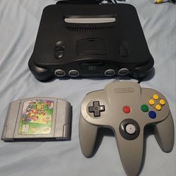 Nintendo 64 With Controller and Mario 64