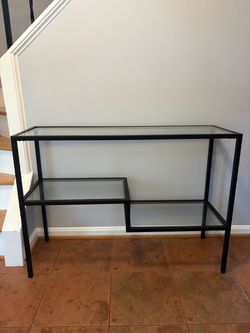 Black Metal and Glass Console Table