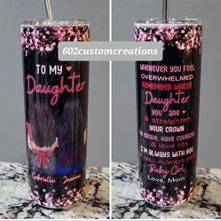 Mother Daughter Gift Personalized Custom Tumbler 20oz Stainless Steel Birthday Holiday Mom Mother's 