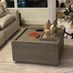 Modern Square Coffee Table with Storage Drawers – Great Condition