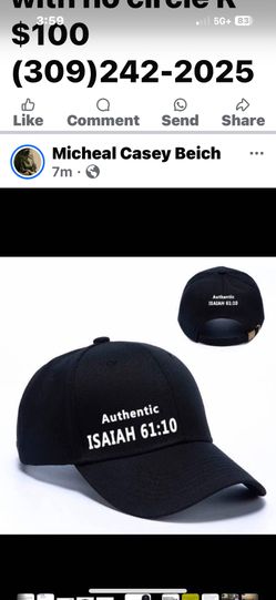 WINNING TEAM Authentic ISAIAH 61:10 Hats No Circle R, $200 Call (309)242-2025, Leave Voicemail With Contact Info 👍