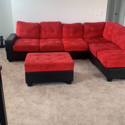 Red and black Sectional