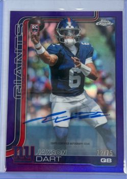 2025 Topps Chrome Jaxson Dart New York Giants RC Auto RA-JD Purple 72/75