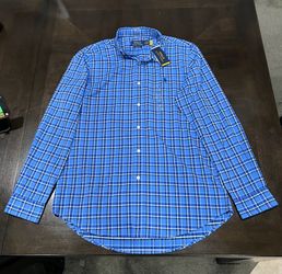 New Polo Ralph Lauren Classic Fit Performance Men's M Blue Plaid Woven Shirt