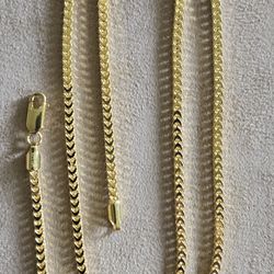 Semi Solid Gold Over Silver Franco Chain 22" 4MM 