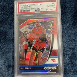 2020 Obi Toppin Prizm Draft Picks Red, White & Blue #47 RC PSA 10